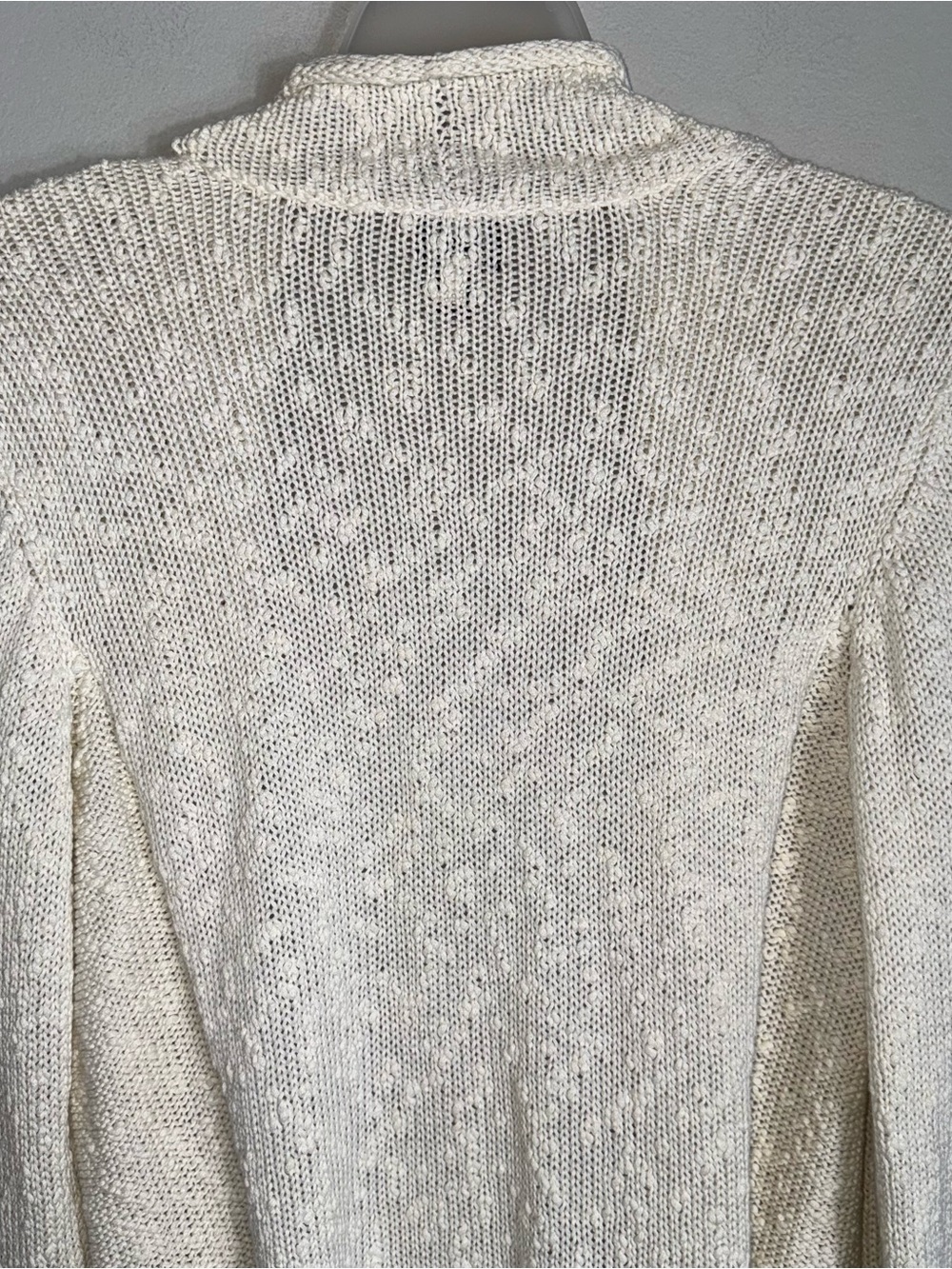 Eileen Fisher 100% Cotton Open Front Cardigan Sweater-Long Sleeve-Ivory-Small - Picture 8 of 9